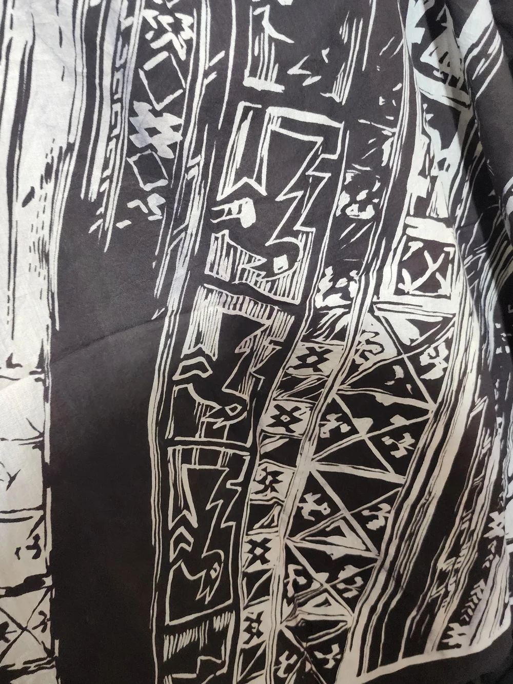 Vintage Black & White Graphic Oversized Scarf Shawl